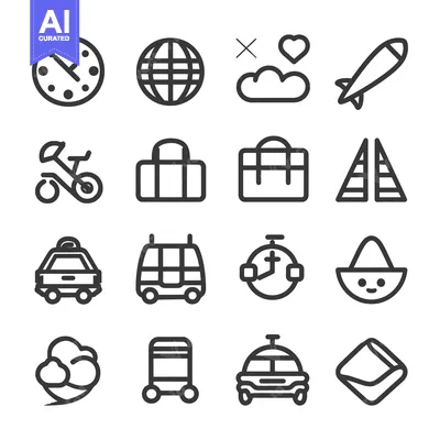 Aset premium populer: Set of 16 Travel and Transportation Icons