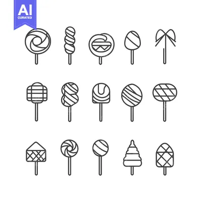 Set of 16 Various Shapes of Lollipops on Sticks