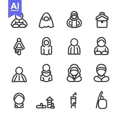 Aset desain premium: Set of 16 Winter Clothing and Accessories Icons