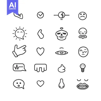 Aset premium populer: Set of 18 Doodle Emojis and Icons