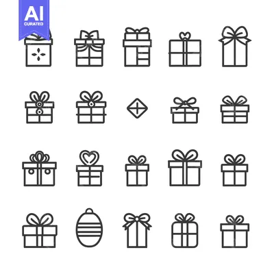 Aset desain premium: Set of 18 Gift Box Icons with Different Ribbon Styles