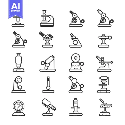 Popular premium asset: Set of 18 Line Icons Representing Microscopes and Laboratory Equipment