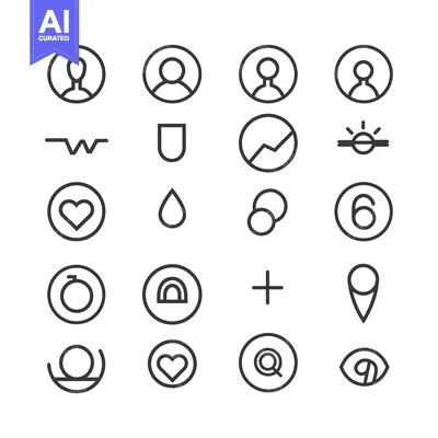 Aset desain premium: Set of 18 Modern Line Icons for User Interface Design