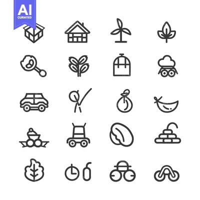 Popular premium asset: Set of 20 Black and White Icons Featuring Nature and Technology