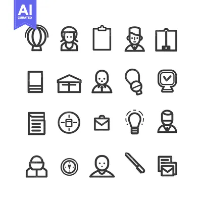 Premium design asset: Set of 20 Business and Human Resource Icons in Outline Style