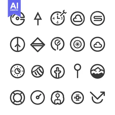Aset premium populer: Set of 20 Circular Line Icons for Web and App Design