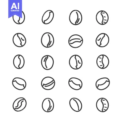 Aset desain premium: Set of 20 Coffee Bean Line Icons