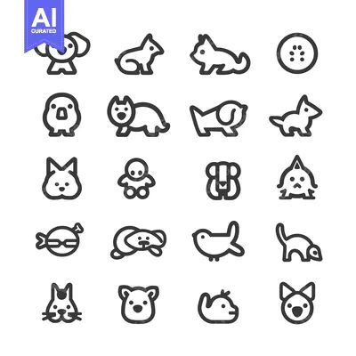 Popular premium asset: Set of 20 Cute Animal Icons in Outline Style