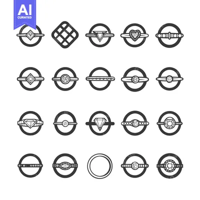 Set of 20 Different Ring Designs with Gemstones