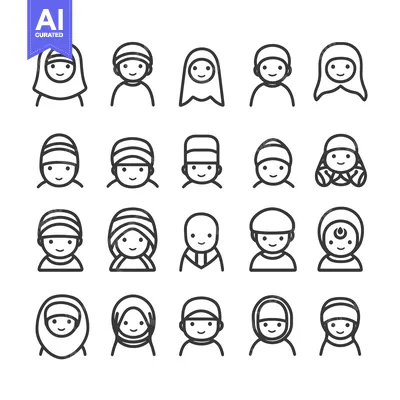 Popular premium asset: Set of 20 Diverse Line Icons Representing People Wearing Headwear
