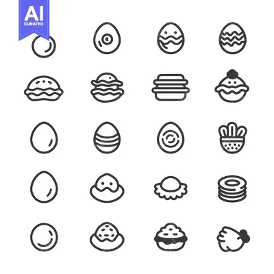 Set of 20 Easter Eggs Line Icons