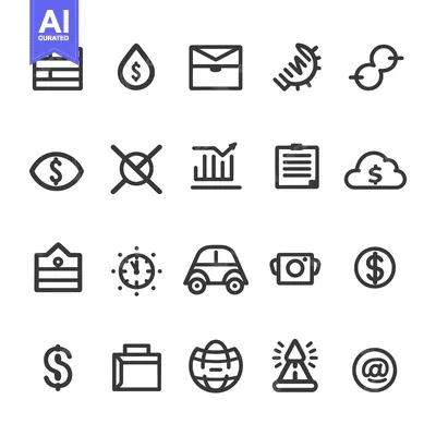 Set of 20 Finance and Business Line Icons