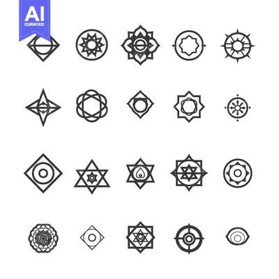 Aset premium populer: Set of 20 Geometric Abstract Mandala Symbols