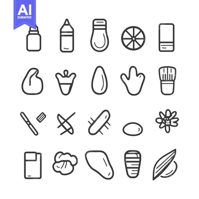 Set of 20 Hand Drawn Outline Icons Related to Beauty and Wellness