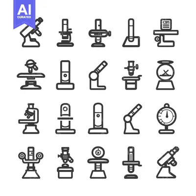 Set of 20 Laboratory and Science Equipment Icons in Line Style