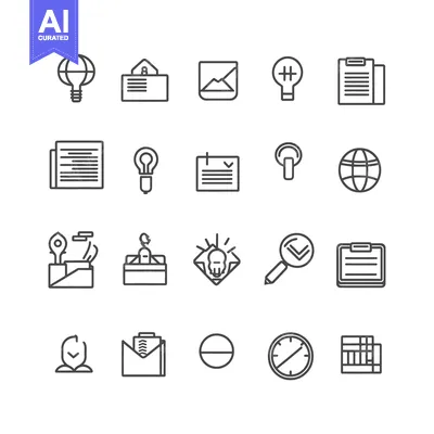 Set of 20 Linear Icons for Business and Finance