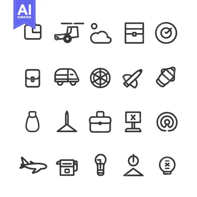 Set of 20 Linear Travel and Tourism Icons