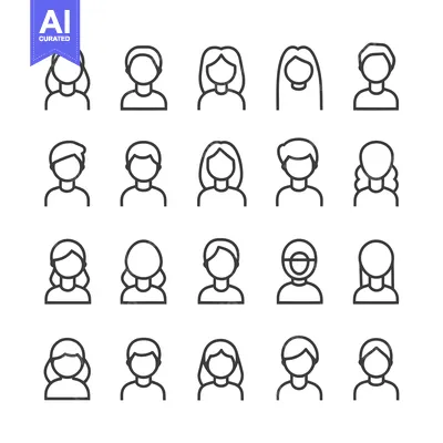 Popular premium asset: Set of 20 Line Icons Depicting Different Hairstyles