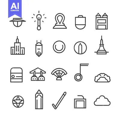 Popular premium asset: Set of 20 Line Icons for Buildings, Objects, and Concepts