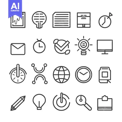 Aset desain premium: Set of 20 Line Icons for Business and Technology