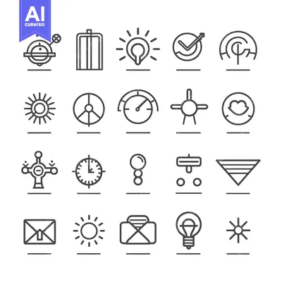 Set of 20 Line Icons for Business, Technology, and Design