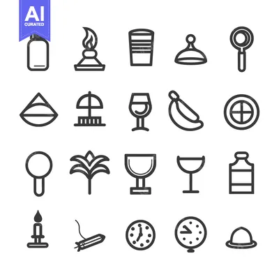 Set of 20 Line Icons for Everyday Objects