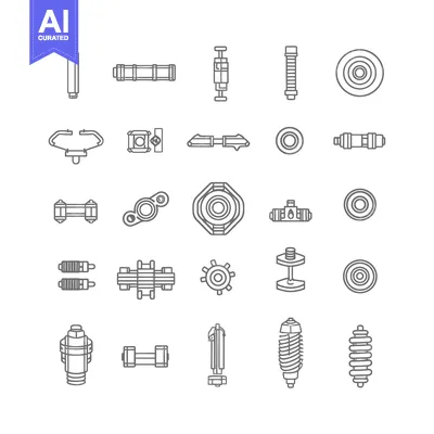 Aset premium populer: Set of 20 Line Icons of Car Parts and Accessories