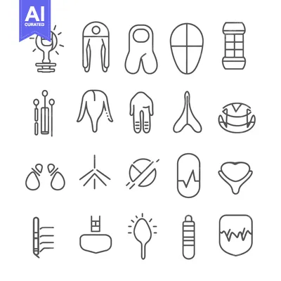 Aset premium populer: Set of 20 Line Icons of Different Objects