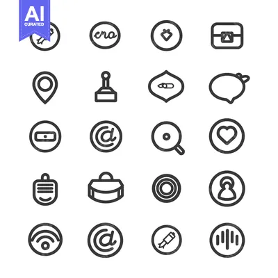 Aset desain premium: Set of 20 Line Icons on White Background