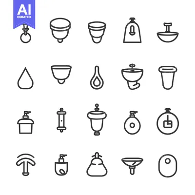 Set of 20 line icons related to hygiene and care