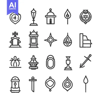Set of 20 Line Icons Related to Religion and Faith