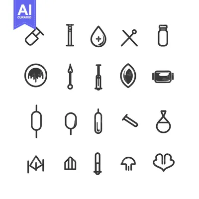 Aset desain premium: Set of 20 Line Icons Related to Vape and E-Cigarette