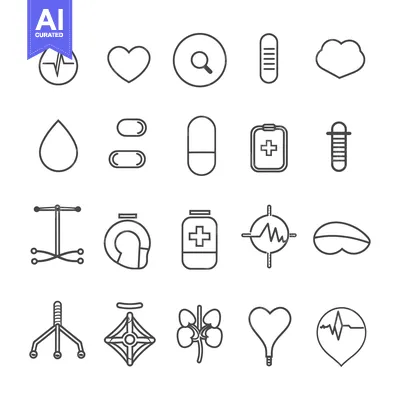 Set of 20 Line Icons Representing Medical and Healthcare Concepts