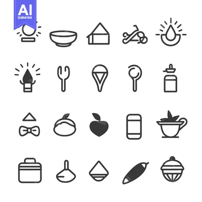 Aset premium populer: Set of 20 Line Icons with Black and White Colors
