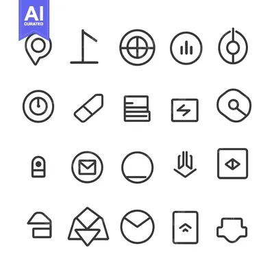 Aset desain premium: Set of 20 Minimalistic Line Icons for Web and Mobile Apps