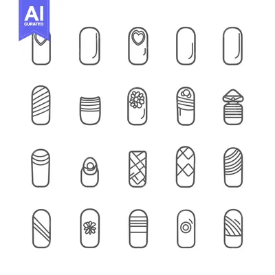 Set of  20 Nail Designs With Different  Patterns