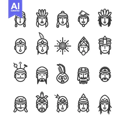 Popular premium asset: Set of 20 Native American Headwear Icons