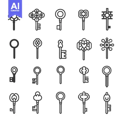 Set of 20 Ornate Vintage Keys with Various Designs