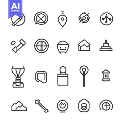 Set of 20 Outline Icons for Different Concepts