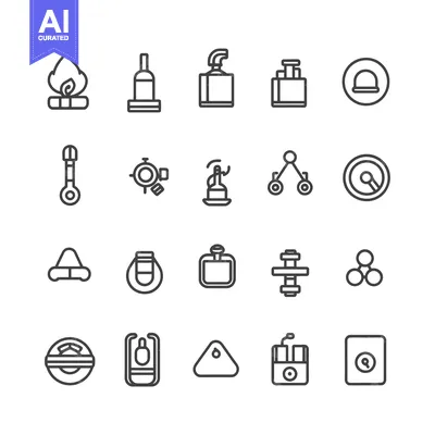 Aset premium populer: Set of 20 Outline Icons Related to Laboratory Equipment