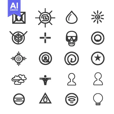 Aset premium populer: Set of 20 Simple Geometric Abstract Line Icons