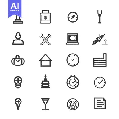 Set of 20 simple line icons about business, technology and time