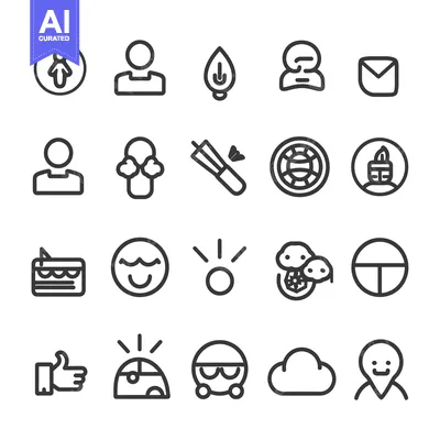 Aset desain premium: Set of 20 Simple Line Icons for Web and Mobile Apps