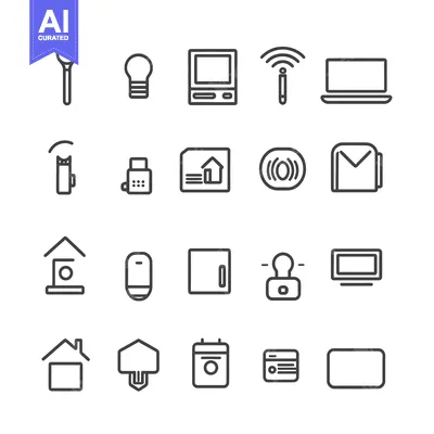 Aset premium populer: Set of 20 Simple Line Icons of Technology and Home Related Symbols