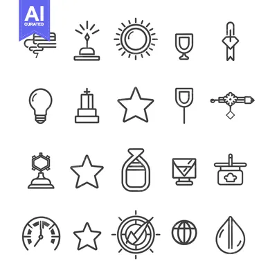 Aset desain premium: Set of 20 Simple Line Icons with Various Themes