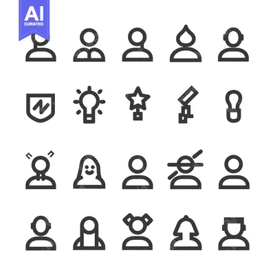 Aset desain premium: Set of 20 User Profile Icon Illustrations