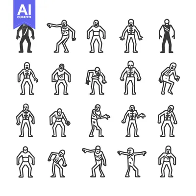 Aset premium populer: Set of 20 Zombie Characters in Different Poses
