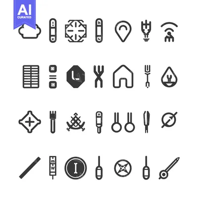 Aset premium populer: Set of 24 Line Icons for Various Purposes