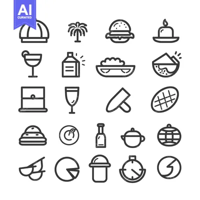 Aset desain premium: Set of 24 Line Icons on White Background