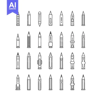 Set of 24 Pencil Line Icons, Various Designs